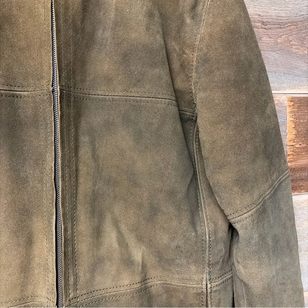 Vintage 2000s J Crew Suede Jacket Mens Size L Brown Brushed Soft Distressed Zip